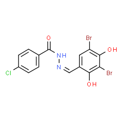 ChemSpider 2D Image | 4-Chloro-N'-[(Z)-(3,5-dibromo-2,4-dihydroxyphenyl)methylene]benzohydrazide | C14H9Br2ClN2O3