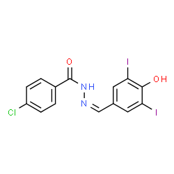 ChemSpider 2D Image | 4-Chloro-N'-[(Z)-(4-hydroxy-3,5-diiodophenyl)methylene]benzohydrazide | C14H9ClI2N2O2