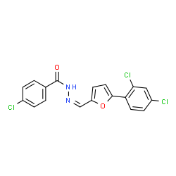 ChemSpider 2D Image | 4-Chloro-N'-{(Z)-[5-(2,4-dichlorophenyl)-2-furyl]methylene}benzohydrazide | C18H11Cl3N2O2