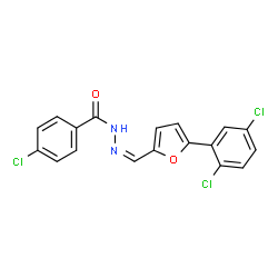ChemSpider 2D Image | 4-Chloro-N'-{(Z)-[5-(2,5-dichlorophenyl)-2-furyl]methylene}benzohydrazide | C18H11Cl3N2O2