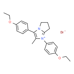 ChemSpider 2D Image | 1,3-Bis(4-ethoxyphenyl)-2-methyl-6,7-dihydro-5H-pyrrolo[1,2-a]imidazol-1-ium bromide | C23H27BrN2O2