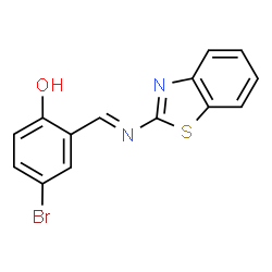 ChemSpider 2D Image | 2-[(E)-(1,3-Benzothiazol-2-ylimino)methyl]-4-bromophenol | C14H9BrN2OS