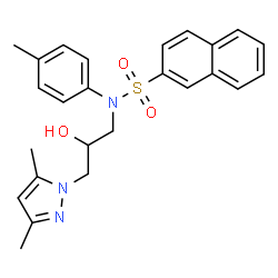 ChemSpider 2D Image | Naphthalene-2-sulfonic acid [3-(3,5-dimethyl-pyrazol-1-yl)-2-hydroxy-propyl]-p-tolyl-amide | C25H27N3O3S