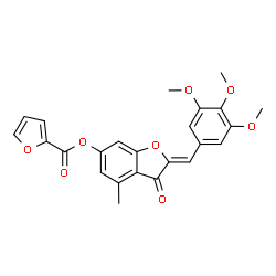 ChemSpider 2D Image | (2Z)-4-Methyl-3-oxo-2-(3,4,5-trimethoxybenzylidene)-2,3-dihydro-1-benzofuran-6-yl 2-furoate | C24H20O8
