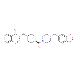 ChemSpider 2D Image | 3-[(trans-4-{[4-(1,3-Benzodioxol-5-ylmethyl)-1-piperazinyl]carbonyl}cyclohexyl)methyl]-1,2,3-benzotriazin-4(3H)-one | C27H31N5O4