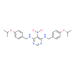 ChemSpider 2D Image | N,N'-Bis(4-isopropoxybenzyl)-5-nitro-4,6-pyrimidinediamine | C24H29N5O4