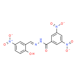 ChemSpider 2D Image | N'-[(E)-(2-Hydroxy-5-nitrophenyl)methylene]-3,5-dinitrobenzohydrazide | C14H9N5O8