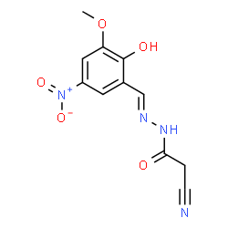 ChemSpider 2D Image | 2-Cyano-N'-[(E)-(2-hydroxy-3-methoxy-5-nitrophenyl)methylene]acetohydrazide | C11H10N4O5