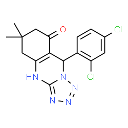 ChemSpider 2D Image | 9-(2,4-Dichlorophenyl)-6,6-dimethyl-5,6,7,9-tetrahydrotetrazolo[5,1-b]quinazolin-8(1H)-one | C16H15Cl2N5O