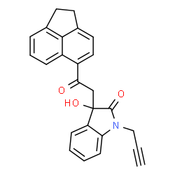 ChemSpider 2D Image | 3-[2-(1,2-Dihydro-5-acenaphthylenyl)-2-oxoethyl]-3-hydroxy-1-(2-propyn-1-yl)-1,3-dihydro-2H-indol-2-one | C25H19NO3