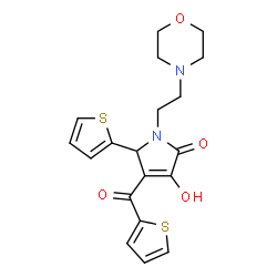 ChemSpider 2D Image | 3-Hydroxy-1-[2-(4-morpholinyl)ethyl]-5-(2-thienyl)-4-(2-thienylcarbonyl)-1,5-dihydro-2H-pyrrol-2-one | C19H20N2O4S2