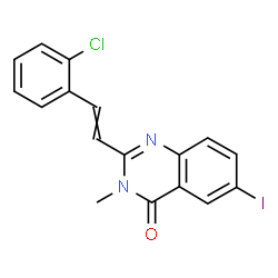 ChemSpider 2D Image | 2-[2-(2-Chlorophenyl)vinyl]-6-iodo-3-methyl-4(3H)-quinazolinone | C17H12ClIN2O
