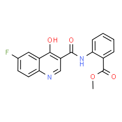ChemSpider 2D Image | Methyl 2-{[(6-fluoro-4-hydroxy-3-quinolinyl)carbonyl]amino}benzoate | C18H13FN2O4