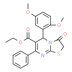 ChemSpider 2D Image | ethyl 5-(2,5-dimethoxyphenyl)-3-oxo-7-phenyl-2H,5H-[1,3]thiazolo[3,2-a]pyrimidine-6-carboxylate | C23H22N2O5S