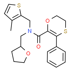 ChemSpider 2D Image | N-[(3-Methyl-2-thienyl)methyl]-3-phenyl-N-(tetrahydro-2-furanylmethyl)-5,6-dihydro-1,4-oxathiine-2-carboxamide | C22H25NO3S2