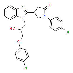 ChemSpider 2D Image | 4-{1-[3-(4-Chlorophenoxy)-2-hydroxypropyl]-1H-benzimidazol-2-yl}-1-(4-chlorophenyl)-2-pyrrolidinone | C26H23Cl2N3O3