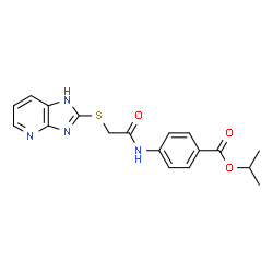 ChemSpider 2D Image | Isopropyl 4-{[(1H-imidazo[4,5-b]pyridin-2-ylsulfanyl)acetyl]amino}benzoate | C18H18N4O3S