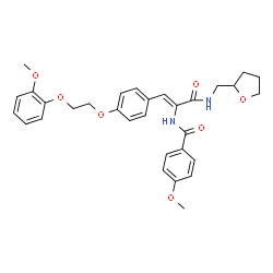 ChemSpider 2D Image | 4-Methoxy-N-{(1Z)-1-{4-[2-(2-methoxyphenoxy)ethoxy]phenyl}-3-oxo-3-[(tetrahydro-2-furanylmethyl)amino]-1-propen-2-yl}benzamide | C31H34N2O7