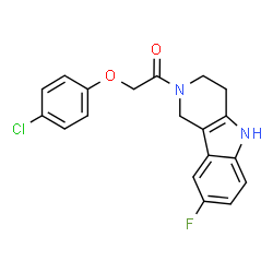 ChemSpider 2D Image | 2-(4-Chlorophenoxy)-1-(8-fluoro-1,3,4,5-tetrahydro-2H-pyrido[4,3-b]indol-2-yl)ethanone | C19H16ClFN2O2
