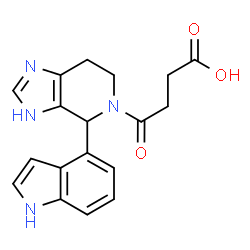 ChemSpider 2D Image | 4-[4-(1H-Indol-4-yl)-1,4,6,7-tetrahydro-5H-imidazo[4,5-c]pyridin-5-yl]-4-oxobutanoic acid | C18H18N4O3