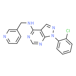 ChemSpider 2D Image | 1-(2-Chlorophenyl)-N-(3-pyridinylmethyl)-1H-pyrazolo[3,4-d]pyrimidin-4-amine | C17H13ClN6