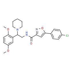 ChemSpider 2D Image | 5-(4-Chlorophenyl)-N-[2-(2,5-dimethoxyphenyl)-2-(1-piperidinyl)ethyl]-1,2-oxazole-3-carboxamide | C25H28ClN3O4