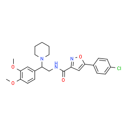 ChemSpider 2D Image | 5-(4-Chlorophenyl)-N-[2-(3,4-dimethoxyphenyl)-2-(1-piperidinyl)ethyl]-1,2-oxazole-3-carboxamide | C25H28ClN3O4