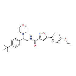 ChemSpider 2D Image | 5-(4-Ethoxyphenyl)-N-{2-[4-(2-methyl-2-propanyl)phenyl]-2-(4-morpholinyl)ethyl}-1,2-oxazole-3-carboxamide | C28H35N3O4