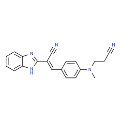ChemSpider 2D Image | (2E)-2-(1H-Benzimidazol-2-yl)-3-{4-[(2-cyanoethyl)(methyl)amino]phenyl}acrylonitrile | C20H17N5