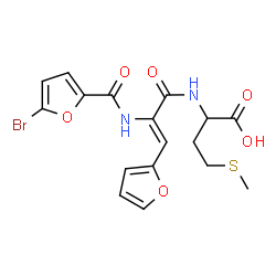 ChemSpider 2D Image | N-[(2Z)-2-[(5-Bromo-2-furoyl)amino]-3-(2-furyl)-2-propenoyl]methionine | C17H17BrN2O6S