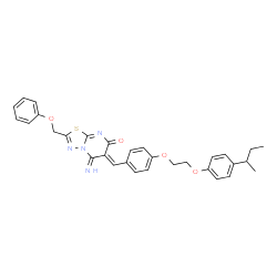 ChemSpider 2D Image | (6Z)-6-{4-[2-(4-sec-Butylphenoxy)ethoxy]benzylidene}-5-imino-2-(phenoxymethyl)-5,6-dihydro-7H-[1,3,4]thiadiazolo[3,2-a]pyrimidin-7-one | C31H30N4O4S
