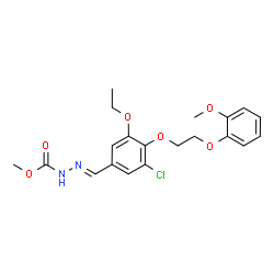 ChemSpider 2D Image | Methyl (2E)-2-{3-chloro-5-ethoxy-4-[2-(2-methoxyphenoxy)ethoxy]benzylidene}hydrazinecarboxylate | C20H23ClN2O6