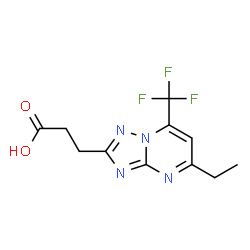 ChemSpider 2D Image | 3-[5-Ethyl-7-(trifluoromethyl)[1,2,4]triazolo[1,5-a]pyrimidin-2-yl]propanoic acid | C11H11F3N4O2