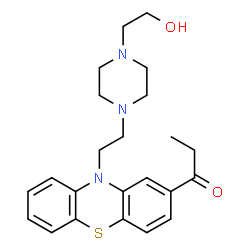 ChemSpider 2D Image | 1-(10-{2-[4-(2-Hydroxyethyl)-1-piperazinyl]ethyl}-10H-phenothiazin-2-yl)-1-propanone | C23H29N3O2S
