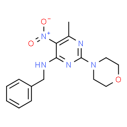 ChemSpider 2D Image | N-Benzyl-6-methyl-2-(4-morpholinyl)-5-nitro-4-pyrimidinamine | C16H19N5O3