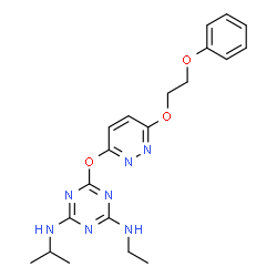 ChemSpider 2D Image | N-Ethyl-N'-isopropyl-6-{[6-(2-phenoxyethoxy)-3-pyridazinyl]oxy}-1,3,5-triazine-2,4-diamine | C20H25N7O3