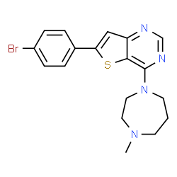 ChemSpider 2D Image | 6-(4-Bromophenyl)-4-(4-methyl-1,4-diazepan-1-yl)thieno[3,2-d]pyrimidine | C18H19BrN4S