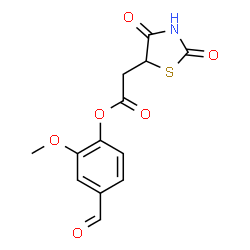 ChemSpider 2D Image | 4-Formyl-2-methoxyphenyl (2,4-dioxo-1,3-thiazolidin-5-yl)acetate | C13H11NO6S