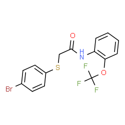 ChemSpider 2D Image | 2-[(4-Bromophenyl)sulfanyl]-N-[2-(trifluoromethoxy)phenyl]acetamide | C15H11BrF3NO2S