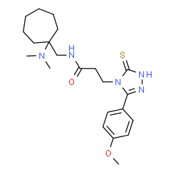 ChemSpider 2D Image | N-[[1-(Dimethylamino)cycloheptyl]methyl]-1,5-dihydro-3-(4-methoxyphenyl)-5-thioxo-4H-1,2,4-triazole-4-propanamide | C22H33N5O2S
