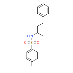 ChemSpider 2D Image | 4-Fluoro-N-(4-phenyl-2-butanyl)benzenesulfonamide | C16H18FNO2S