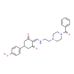 ChemSpider 2D Image | 2-({[2-(4-Benzoyl-1-piperazinyl)ethyl]amino}methylene)-5-(4-methoxyphenyl)-1,3-cyclohexanedione | C27H31N3O4