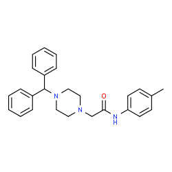 ChemSpider 2D Image | 2-[4-(Diphenylmethyl)-1-piperazinyl]-N-(4-methylphenyl)acetamide | C26H29N3O