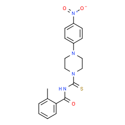 ChemSpider 2D Image | 2-Methyl-N-{[4-(4-nitrophenyl)piperazin-1-yl]carbothioyl}benzamide | C19H20N4O3S