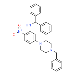 ChemSpider 2D Image | 5-(4-Benzyl-1-piperazinyl)-N-(diphenylmethyl)-2-nitroaniline | C30H30N4O2