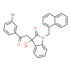 ChemSpider 2D Image | 3-[2-(3-Bromophenyl)-2-oxoethyl]-3-hydroxy-1-(1-naphthylmethyl)-1,3-dihydro-2H-indol-2-one | C27H20BrNO3
