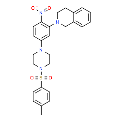 ChemSpider 2D Image | 2-(5-{4-[(4-Methylphenyl)sulfonyl]-1-piperazinyl}-2-nitrophenyl)-1,2,3,4-tetrahydroisoquinoline | C26H28N4O4S