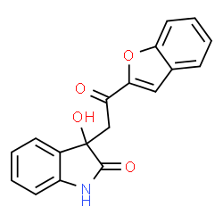 ChemSpider 2D Image | 3-[2-(1-Benzofuran-2-yl)-2-oxoethyl]-3-hydroxy-1,3-dihydro-2H-indol-2-one | C18H13NO4