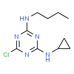 ChemSpider 2D Image | N-Butyl-6-chloro-N'-cyclopropyl-1,3,5-triazine-2,4-diamine | C10H16ClN5