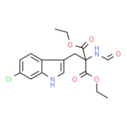 ChemSpider 2D Image | Diethyl [(6-chloro-1H-indol-3-yl)methyl](formamido)malonate | C17H19ClN2O5